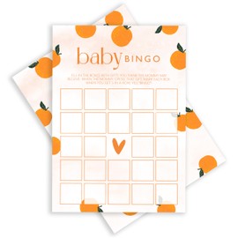 ISOVF Orange Theme Baby Shower Games - Baby Bingo Game - Baby Gender Reveal Party Games - A Little Cutie is on The Way Gender Neutral Party and Supplies-(K03)