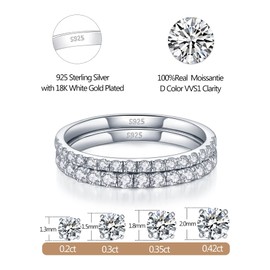 IMOLOVE Moissanite Wedding Band, Wedding Rings for Women, 0.3 ct D Color VVS1 Lab Created Diamond Sterling Silver Rings Half Eternity Stackable Engagement Ring Anniversary Band Size 3-13-11