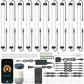 LABOREDUCER Under Cabinet Lights Plug in 10 Pack,11inch Ultra Thin LED Dimmable Closet Lights with Remote and Alexa Google APP,Under Counter Lights for Kitchen,Cabinet,Workbench (10Pack Cold White)