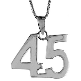 Sterling Silver Number 45 Necklace for Jersey Numbers & Recovery High Polish, 20 inch CRB_050