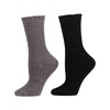 MeMoi Solid Chenille Crew Sock 2 Pair Pack Black-Gray 9-11