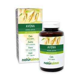 Oats (Avena Sativa) Tops NATURALMA | 150 g | 300 Tablets of 500 mg | Food Supplement | Natural and Vegan