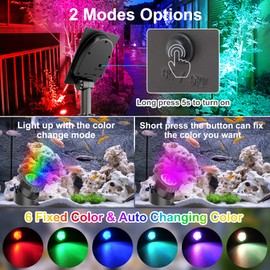 CREPOW Solar Pond Lights,Super Bright RGB LED Underwater Spotlights Color Changing Submersible Pond Lights IP68 Waterproof Fountain Lights for Fish Aquarium Tank Garden Yard Pool (4-in-1)