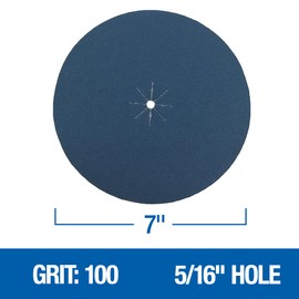 Mercer Industries 409100 Zirconia Cloth Floor Sanding Edger Discs, 7" x 5/16" Hole, Grit 100X (25 pack)