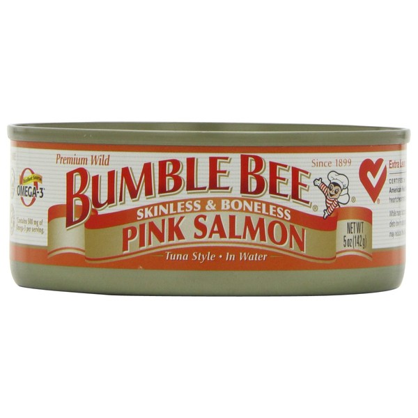 Bumble Bee Foods Wild Pink Salmon Skinless Boneless, 5-Ounce Cans (Pack of 24)