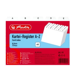 Herlitz A5 A-Z Guide Card/ Index Cards Register - White