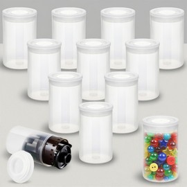10 PCS Empty Clear Film Canisters with Lids, Small Film Canister Storage Containers Rocket Tube for Science Projects, Small Film Cans Sewing Storage Case for Art Supplies, Beads, Fish Hooks