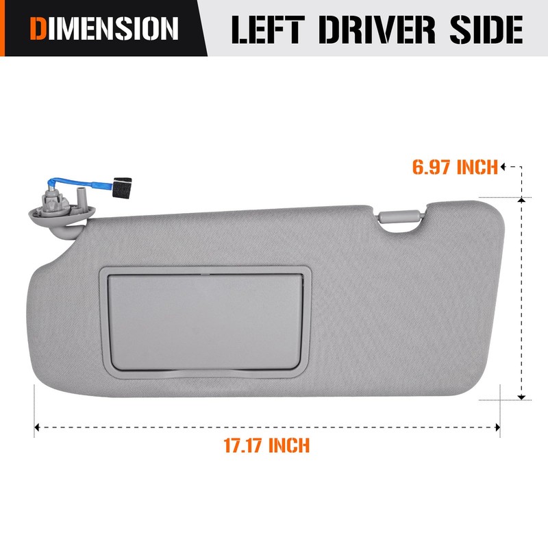 Sun Visor for Honda CRV 2017-2022, Left Driver Side Grey