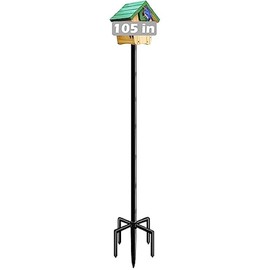 105 Inch Bird House Pole Mount Kit, Adjustable Heavy Duty Bird Feeder Pole for Outdoors, Universal Mounting Post Set with 5-Prong Base, Black, 1 Pack