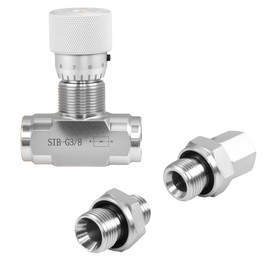 Hydraulic Adjustable Flow Control Valve Compatible with Mini Excavator Hydraulic Cylinders 3/8" NPT Two-Way Flow Regulator, with 2 Pcs Male Thread Pipe Adapters, OE Number STB-G3/8