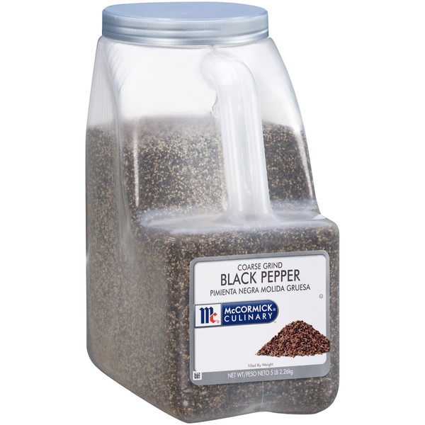 McCormick Culinary Coarse Grind Black Pepper, 5 lb - Five Pound Container of Coarse Ground Black Pepper with Woody Flavor, Best on Steaks, Salad Dressings and Rubs