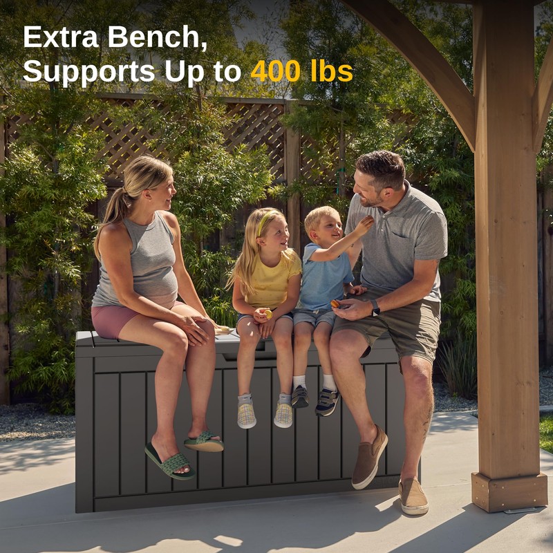 EAST OAK Outdoor Storage Box, 90 Gallon Deck Box, Waterproof