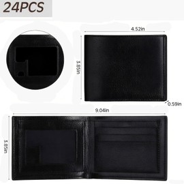24 Pcs Leather Wallet for Men Bulk -Thank You Gifts for Employees Appreciation-Christmas Gift for Coworkers Men Father's Day (Black)