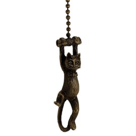 Texas Lamp Mfg Antique Brass Dangling Cat Fan Pull Chain