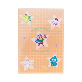 Sunstar Stationery 770482 Crayon Shin-chan x Sanrio Characters Clear File A5 W Star, Double Pocket, Storage, Document Organization