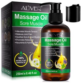 250 ml Massage Oil for Soothing, Warming and Relaxing, Aching Muscles, Sports Massage Oil, Body Oil for Skin for Men and Women, Intensive Relaxation
