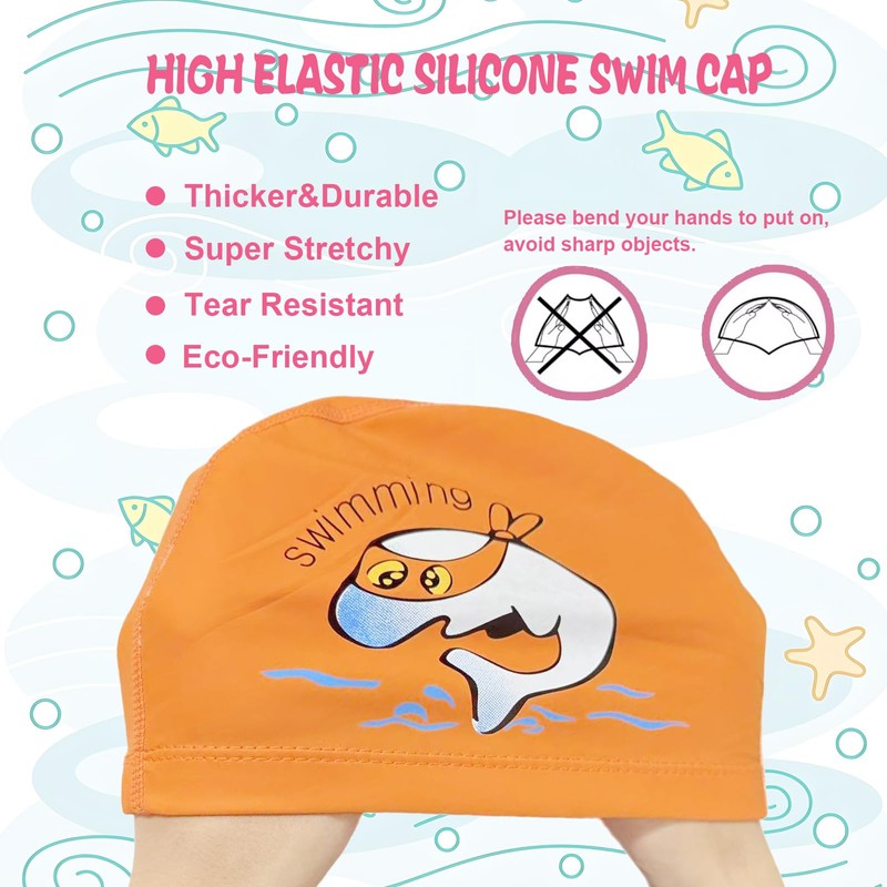 PD Kids Swimming Cap – Cartoon PU Swim Cap for