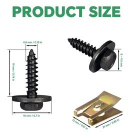 HXJDAM 60 Sets of Tin Nut Screw Nut Clip Kit Includes 60 Spring Sheet Metal Nut and 60 U Type Body Screws, Mudguard Clip Tin Nuts Attachment Clips for Car