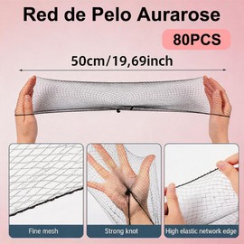 Red para Cabello, 80 Pzs Malla Elástica Invisible para Mujeres Red de Pelo Tejida, Mesh Cap, Gorros Malla para Moño de Ballet, Dormir, Cocinar y Danza (Negro)