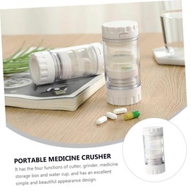 OATIPHO 1pc Multi-function Pill Cutter and Pulverizer Portable Medication for Easy Storage and Travel for Elders and Boy Girl White Design