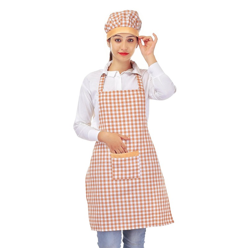 Switchon Cotton Kitchen Apron with Cap Combo