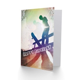 Happy Birthday Cool Skateboard Grunge Style Sport Teen Sealed Greeting Card Plus Envelope Blank inside