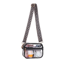 Oufegm Clear Crossbody Bag Stadium Approved,Clear Purse for Women Men,Messenger Shoulder Handbag for Concert Sports Events