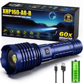 Osgal Flashlights High Lumens, 5000.000LM Super Bright Rechargeable Flashlight with USB C, 5 Light Modes, Zoomable, IP67 Waterproof, High Powered Flashlight for Camping Emergencies