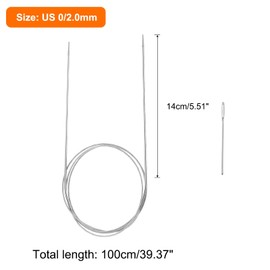 HARFINGTON Circular Knitting Needles 39.37" Stainless Steel US 0/2.0mm Knitting Needles 5.51" Short with Large Eye Sewing for Fast Knitting Sweater Sleeves
