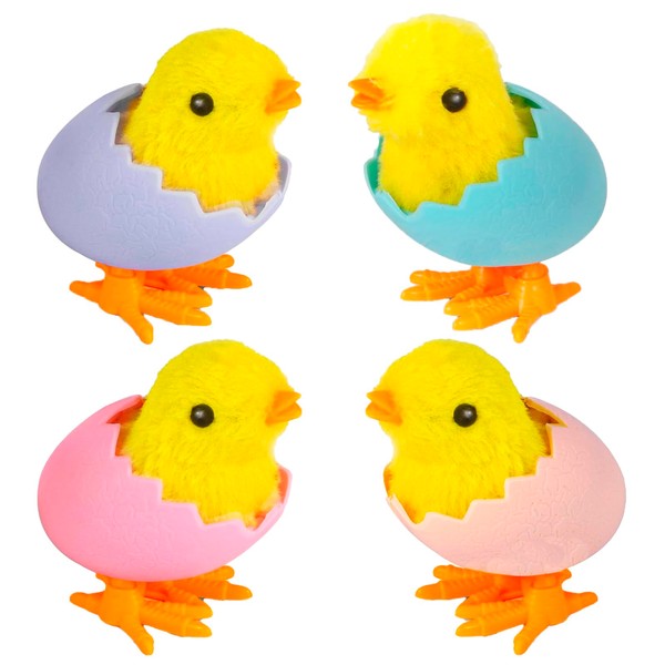 4Pcs Easter Chick Wind Up Toys for Kids,Simulated Plush Wind