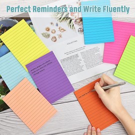 6 Pack Lined Sticky Notes 4 x 6 inch,6 Colors Self Sticky Notes, Pastel Note Pads,Cute Sticky Notes for Planner Reminder, Studying, Home Office School Supplies