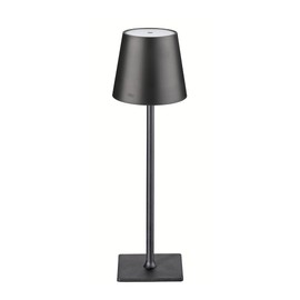 Cilio Sole LED Table Lamp with Touch Sensor, Dimmable with Memory Function, Up to 13 Hours of Lighting Time, for Indoor and Outdoor Use, Metal/Plastic, 13.75" H, 4.25" Diameter, Black