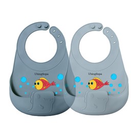 UBINGSOPA Silicone Baby Bibs – Adjustable, Soft, Waterproof & Durable, with Large Food-Catching Pocket, Feeding-Friendly