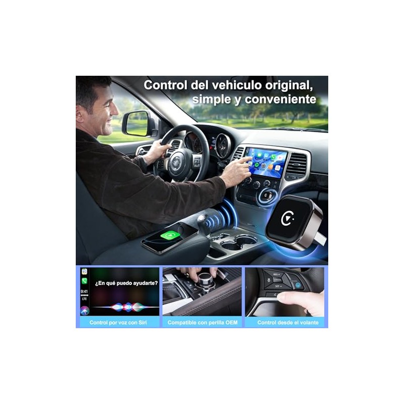 MUKEAO Adaptador Inalámbrico 2 en 1 para CarPlay y Android