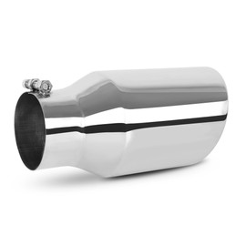 EVERESTWAY Stainless Steel 4 Inch Inlet Diesel Exhaust Tip Tailpipe, 6" Outlet 12" Long Rolled End Angle Cut Bolt On Exhaust Tail Pipe 4"x6"x12" Polished Chrome Universal Car