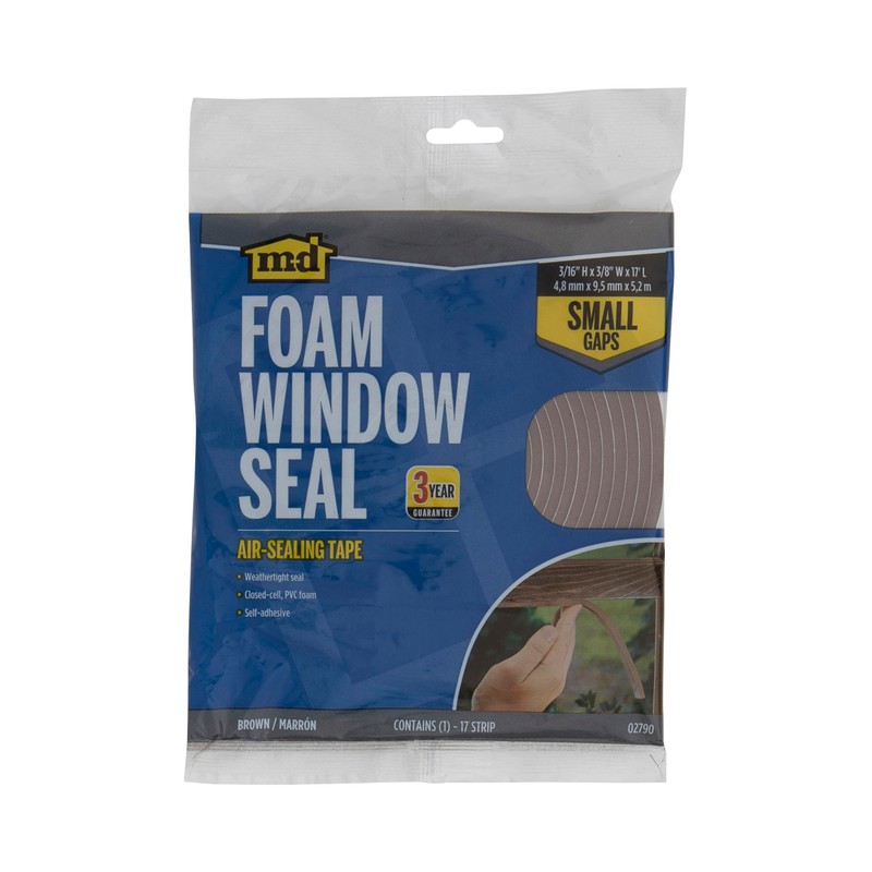MD Building Foam Window Seal, Small Gaps, Brown, 3/16in x