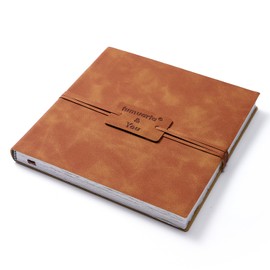 tumuarta Watercolour Paper Sketchbook with Deckle Edge, Vintage Leather Cover, 100% Cotton, 300 g/m², 24 Sheets, Handmade Diary (Brown, 15 x 15 cm)