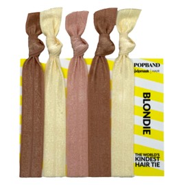 Popmask Blondie Knot Hair Bands, Stretchy Hair Bobbles in Light Neutral Colours for Blonde Hair, Versatile Hair Accesories for Women, 5 Hair Ties