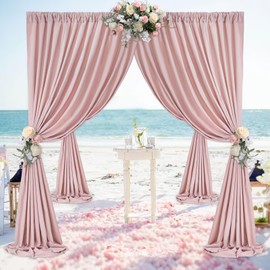 Dusty Rose Polyester Backdrop Curtains 2 Panels 5ft x 10ft Photo Shoot Background Drapes for Wedding Party Bridal Shower Engagement Decorations