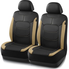 Road Comforts Premium Leather Front Seat Cover – Airbag-Compatible, Universal for Cars, SUVs, Trucks, and Vans -Beige