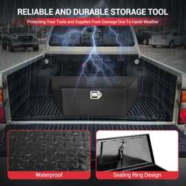 39 Inch Trailer Tongue Tool Box, Waterproof Under Truck Tool Box for Pick Up Truck Bed, Heavy Duty Aluminum Storage Box Truck Bed Tool Boxes with Lock & Keys,Black