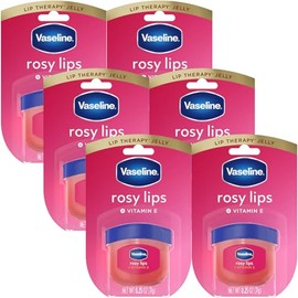 Vaseline Bálsamo Labial Mini, Pure Petroleum Jelly, Advanced Moisture, Light Rose Fragrance, Sheer Pink Tint on Lips, Soft Vaseline Lips (Pack of 6...