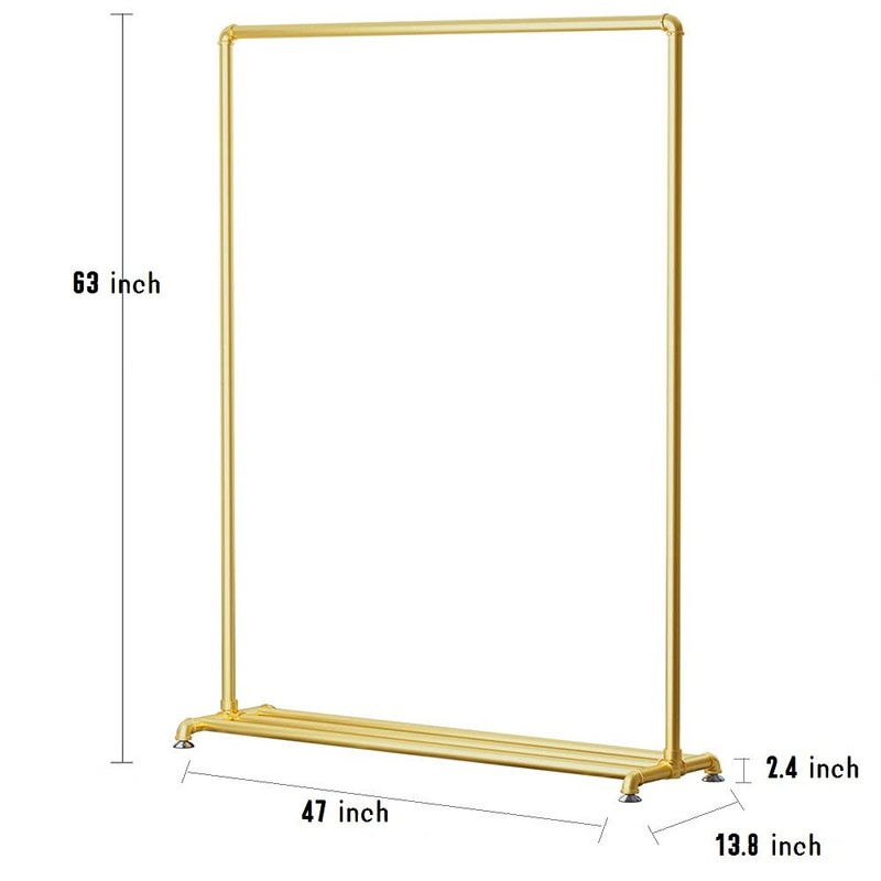 DR.IRON Gold Pipe Clothing Rack Garment Rack with Bottom Shelf