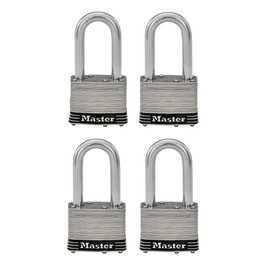 Master Lock 1SSQLF Stainless Steel Outdoor Padlock with Key, 4 Pack Keyed-Alike, Silver
