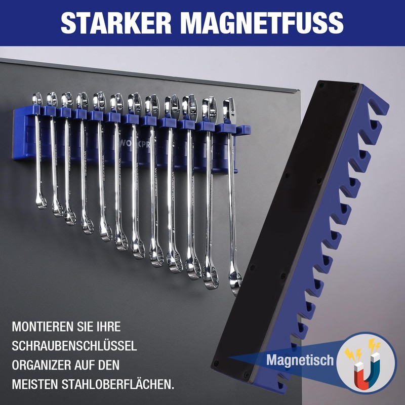 WORKPRO Magnetic Wrench Holder, Magnetic Hanger with 12 Slots for