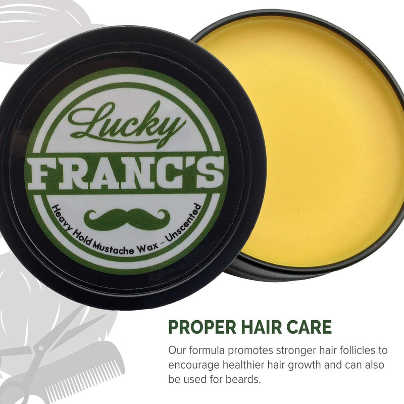 Lucky Franc's Unscented Mustache Wax: Classic Strong Hold Moustache and
