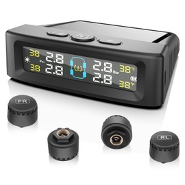 Avutrel Tire Pressure Monitoring System RV Tire Pressure Monitor System with 4 Sensors&6 Alarm Modes Solar & USB Charging Real-Time Display for SUV Mpv Rv Tpms Sensors 0-72 PSI