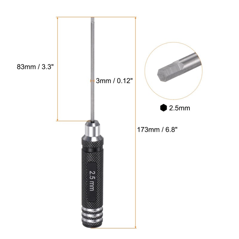 sourcing map 2pcs RC Hex Screwdriver 2.5mm Hexagon Screwdrivers Wrench