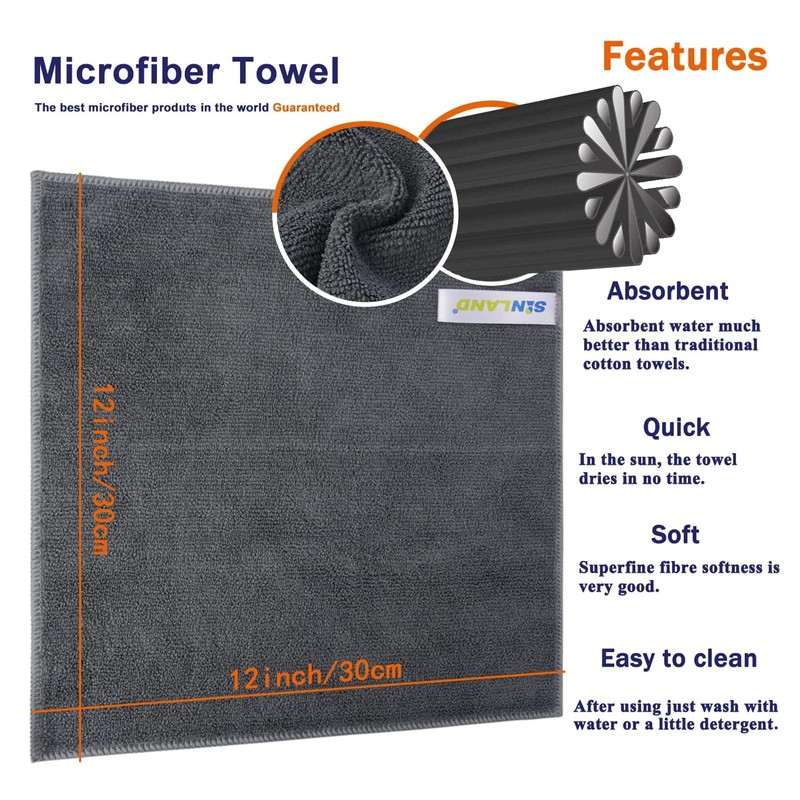 SINLAND Microfiber Cleaning Cloth Rag Super Absorbent Kitchen Dish Cloths