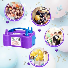 FLSEPAMB FLSEPAMB Electric Balloon Pump, Portable Dual Nozzle Balloon Inflator Pump with 2 Modes, Purple Balloons Machine with 4 Accessories for Party, Birthday, Wedding Decoration